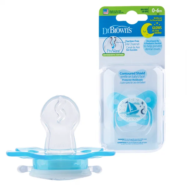 Ty ngậm Prevent Dr Brown Level 1, 0-6M, Xanh (giao họa tiết ngẫu nhiên)