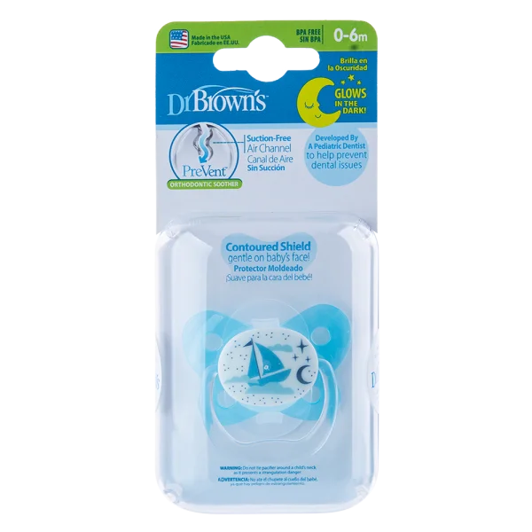 Ty ngậm Prevent Dr Brown Level 1, 0-6M, Xanh (giao họa tiết ngẫu nhiên)