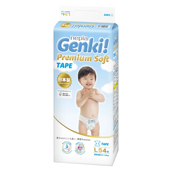Bỉm tã dán Genki size L 54 miếng (9-14kg) (giao bao bì ngẫu nhiên)
