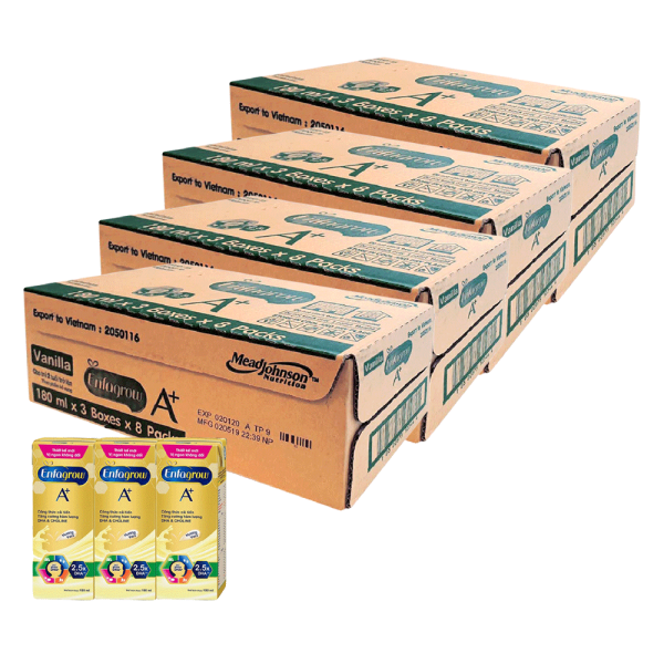 Combo 4 thùng Thực phẩm bổ sung: Enfagrow A  360 Brain DHA  hương Vani, Lốc 3 hộp - Mới