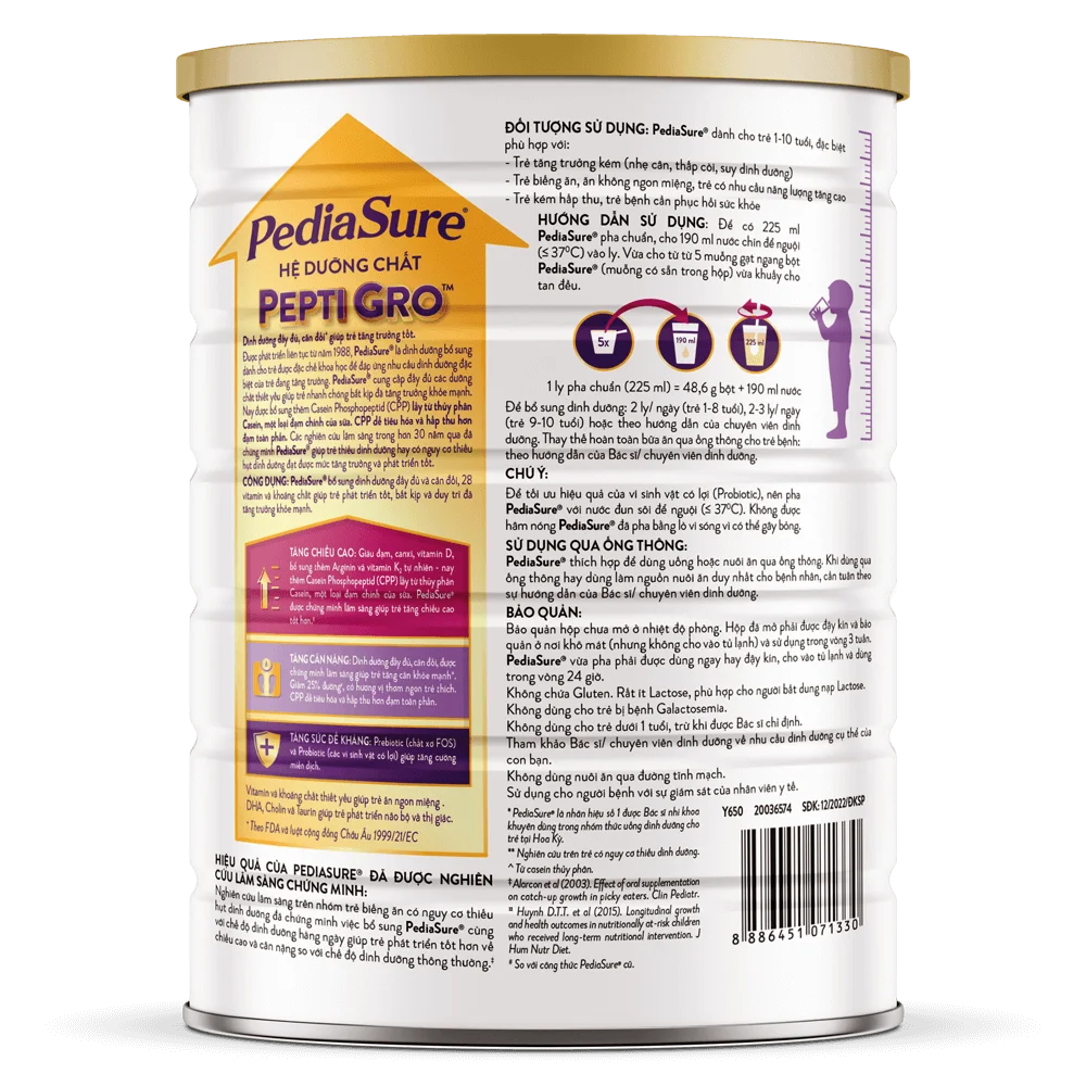 Thực phẩm dinh dưỡng y học cho trẻ 1-10 tuổi: Pediasure vani 1,6kg (Giao bao bì ngẫu nhiên)