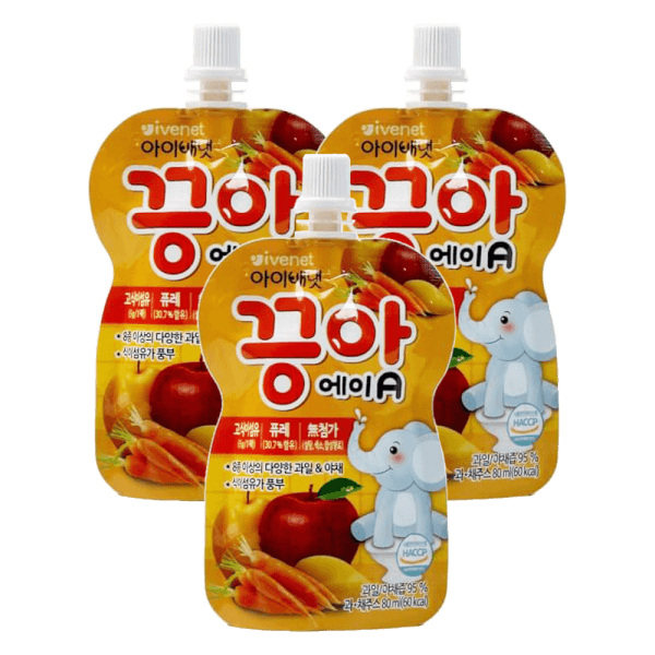 Combo 3 Nước ép trái cây Ivenet Puree A (táo, lê, xoài, cà rốt) 80ml