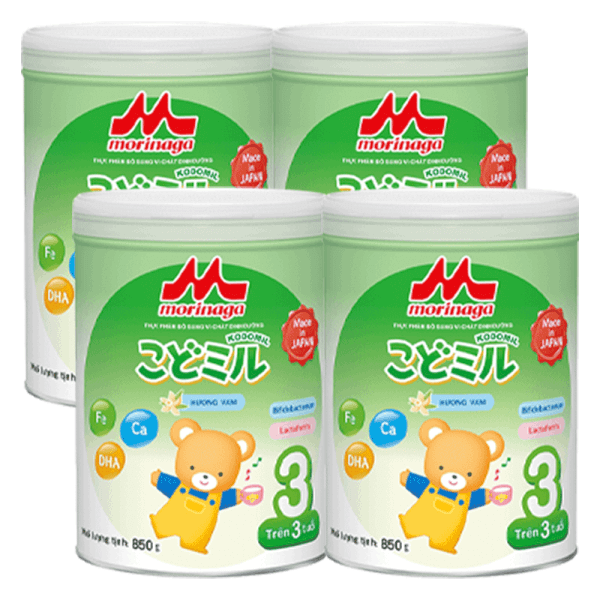 Combo 4 lon Sữa Morinaga số 3 850g hương vani (Kodomil, trên 3 tuổi)