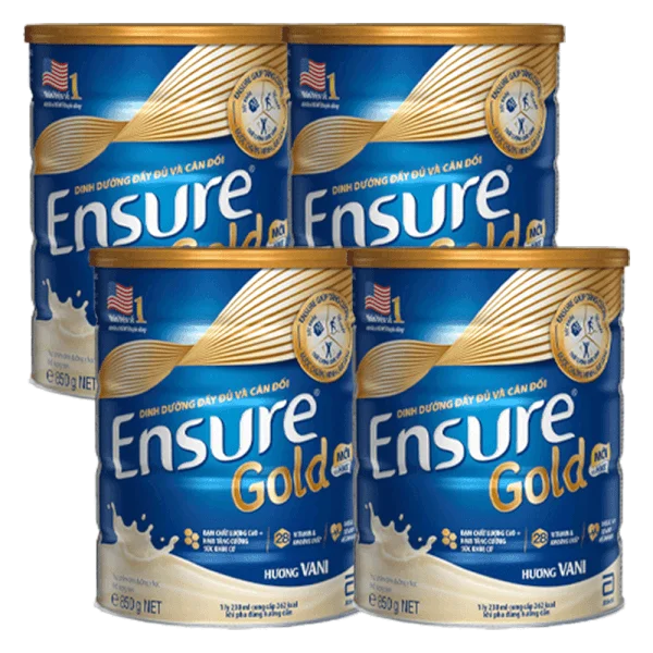 Combo 4 lon Thực phẩm dinh dưỡng y học Ensure Gold 850g hương Vani