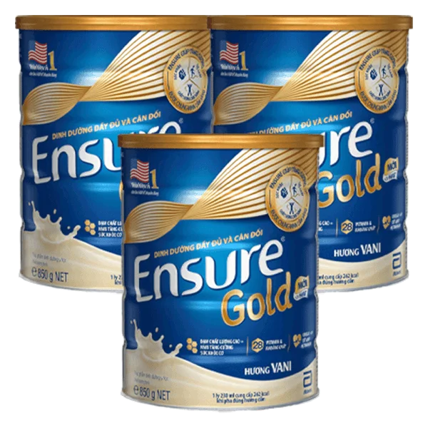 Combo 3 lon Thực phẩm dinh dưỡng y học Ensure Gold 850g hương Vani