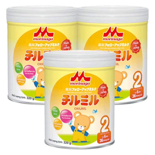 Combo 3 lon Sữa Morinaga số 2 320g (Chilmil, 6-36 tháng)