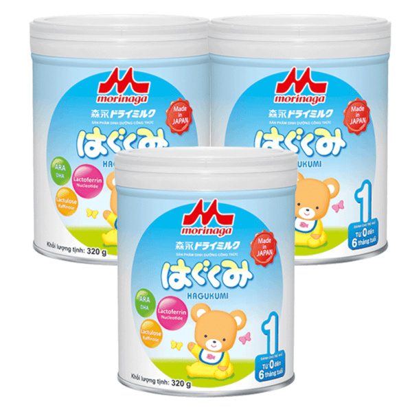 Combo 3 lon Sữa Morinaga số 1 320g (Hagukumi, 0-6 tháng)