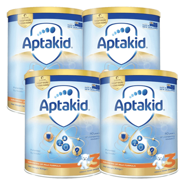 Combo 4 lon Thực phẩm bổ sung Aptakid số 3 900g (trên 2 tuổi)
