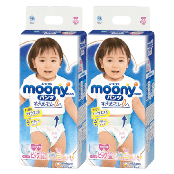 Combo 2 gói Bỉm tã quần Moony bé gái size XL 38 miếng (12-22kg)