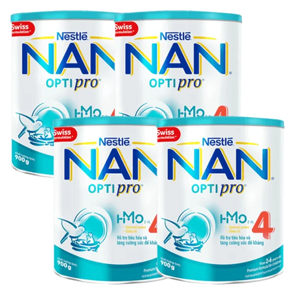Combo 4 lon sữa Nan Optipro 4 900g, HMO (2-6 tuổi)