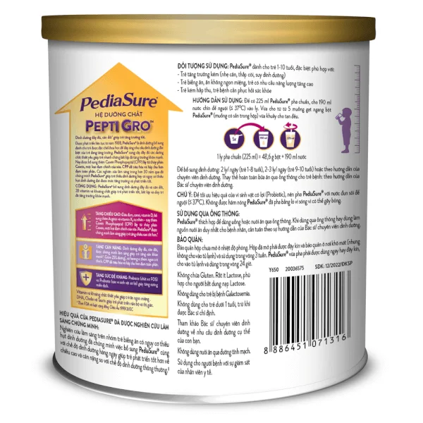 Thực phẩm dinh dưỡng y học cho trẻ 1 - 10 tuổi: Pediasure vani 400g (Giao màu ngẫu nhiên)