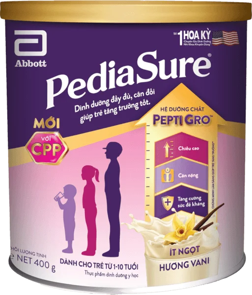 Thực phẩm dinh dưỡng y học cho trẻ 1 - 10 tuổi: Pediasure vani 400g (Giao màu ngẫu nhiên)