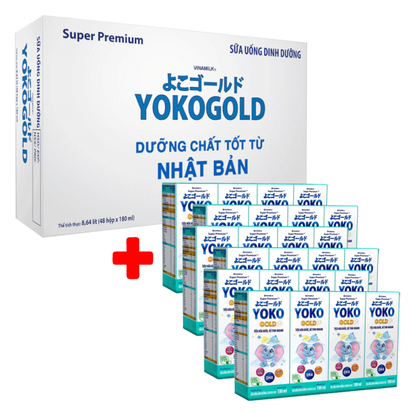 Combo 1,5 thùng sữa uống dinh dưỡng Vinamilk Yoko Gold 180ml (Lốc 4 hộp)