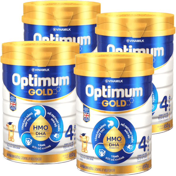 Combo 4 Vinamilk Optimum Gold 4, 850g, 2-6 tuổi