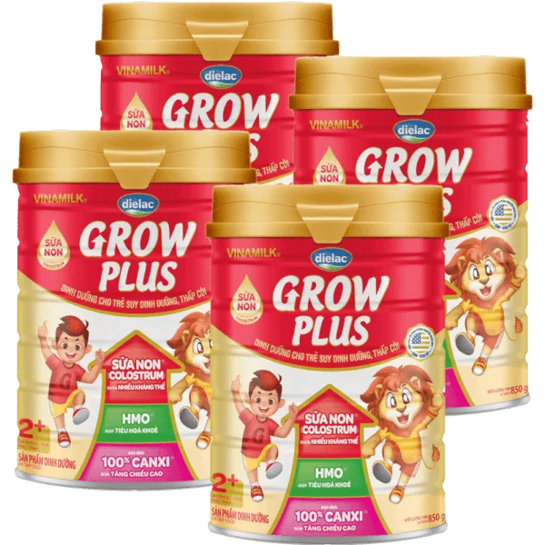 Combo 4 Dielac Grow Plus 2+, 2-10 tuổi, 850g