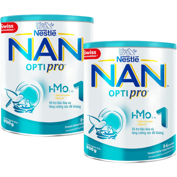 Combo 2 Nestlé NAN OPTIPRO 1, 0-6 tháng, 900g