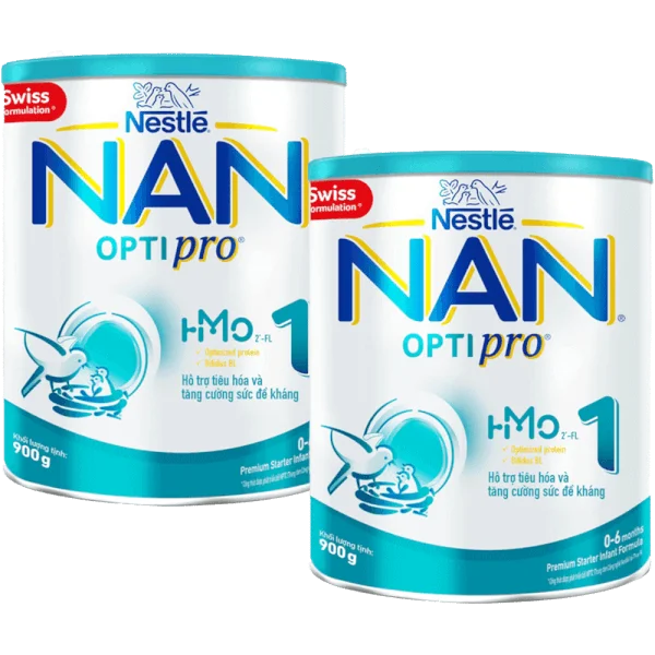 Combo 2 Nestlé NAN OPTIPRO 1, 0-6 tháng, 900g