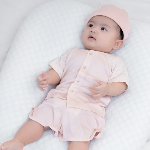 Bộ sơ sinh tính năng ngắn, vải lưới Animo I0322019 (0-12M,Cam)