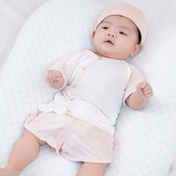 Bộ sơ sinh tính năng ngắn, vải lưới Animo I0322018 (0-12M,Cam)