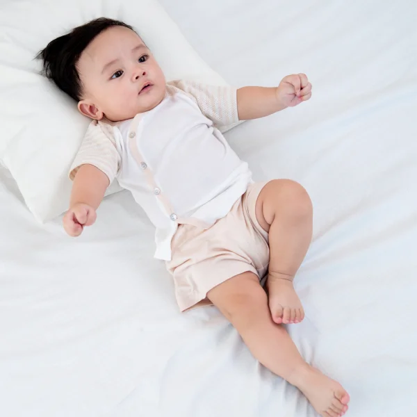 Bộ sơ sinh tính năng ngắn, vải lưới Animo I0322017 (0-12M,Beige)
