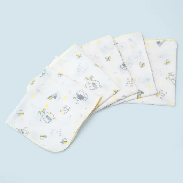 Khăn gạc in hình Animo T2111_NBA006 (25x26cm,5 cái-Giao hoạ tiết ngẫu nhiên)