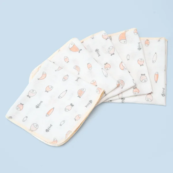 Khăn gạc in hình Animo T2111_NBA006 (25x26cm,5 cái-Giao hoạ tiết ngẫu nhiên)