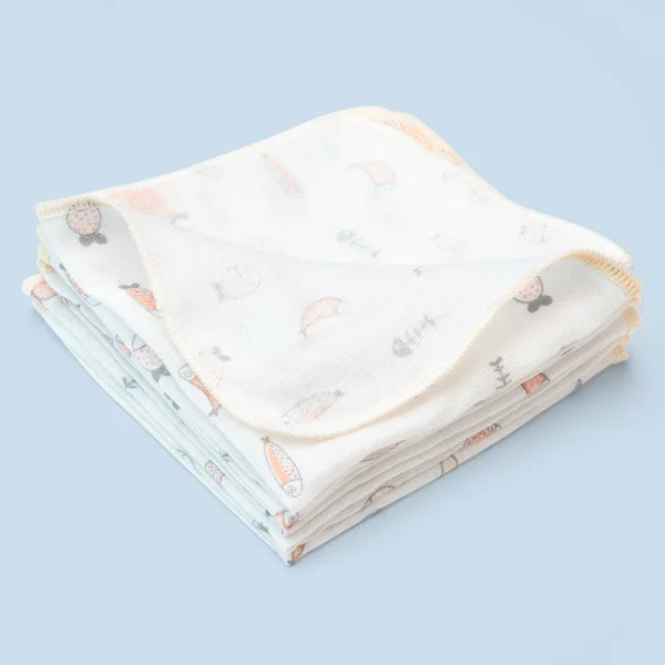 Khăn gạc in hình Animo T2111_NBA006 (25x26cm,5 cái-Giao hoạ tiết ngẫu nhiên)