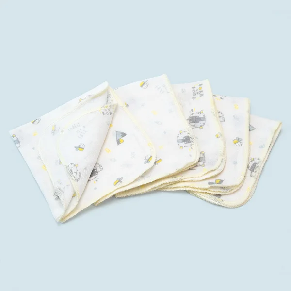 Khăn gạc in hình Animo T2111_NBA006 (25x26cm,5 cái-Giao hoạ tiết ngẫu nhiên)