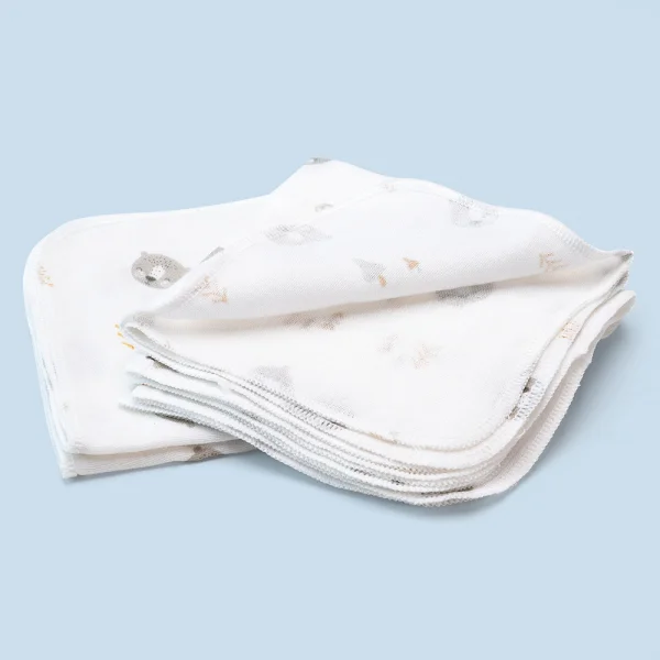 Khăn gạc in hình Animo T2111_NBA006 (25x26cm,5 cái-Giao hoạ tiết ngẫu nhiên)