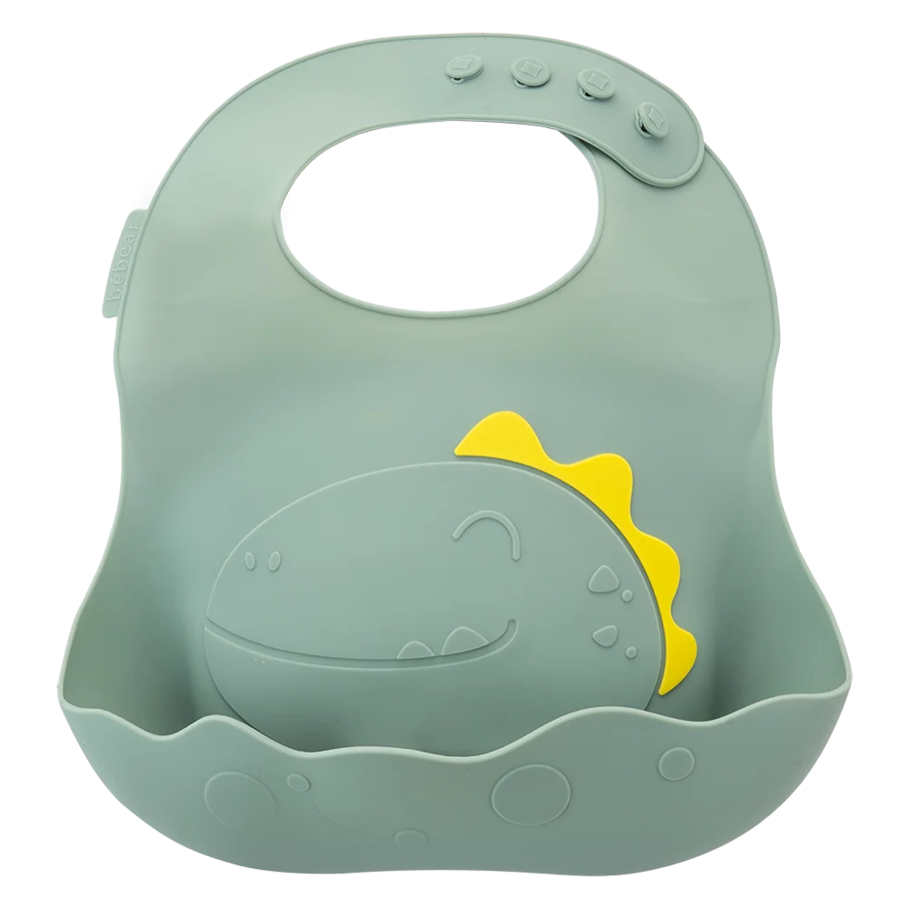 Yếm ăn dặm silicone Bebear (Xanh, BWF108)
