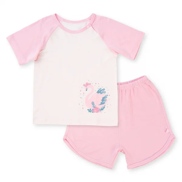 Bộ sơ sinh tính năng ngắn, vải modal BST Thiên Nga Animo BMC822070 (12-24M,Hồng)