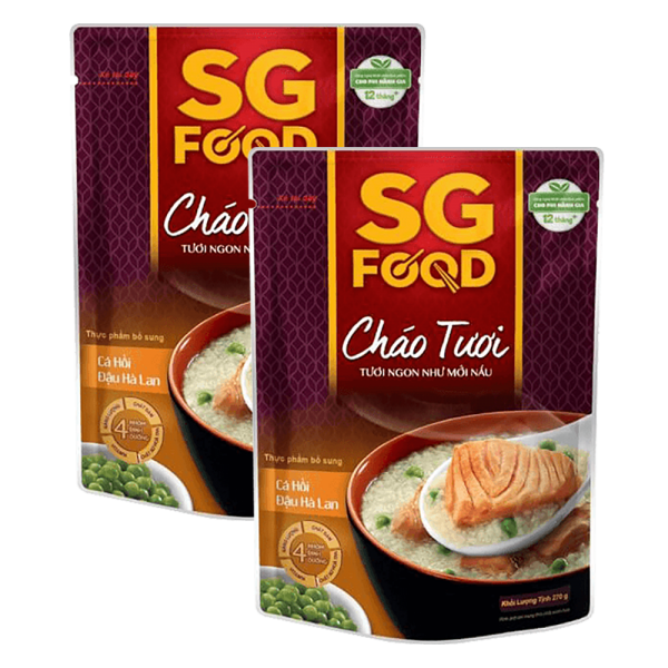 Combo 2 Cháo Cá hồi, đậu Hà Lan, SG Food, 270g