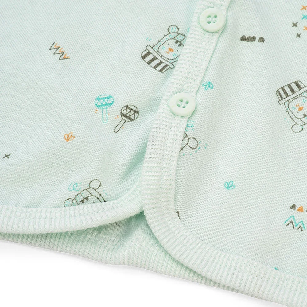 Cặp áo sơ sinh cài giữa tay ngắn Animo NB422055 (NB-9M,Xanh ngọc-trắng)