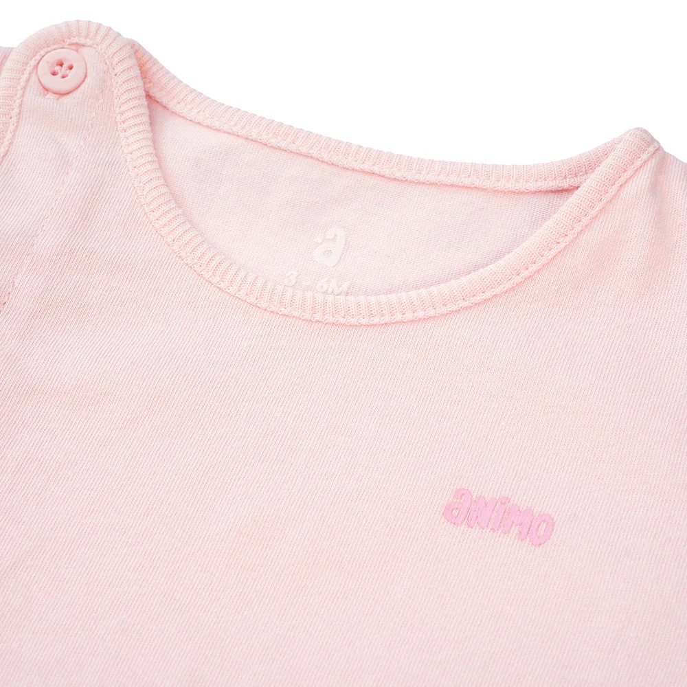 Cặp áo sơ sinh cài chéo tay ngắn Animo NB422051 (NB-9M, Hồng-trắng-Giao màu ngẫu nhiên)