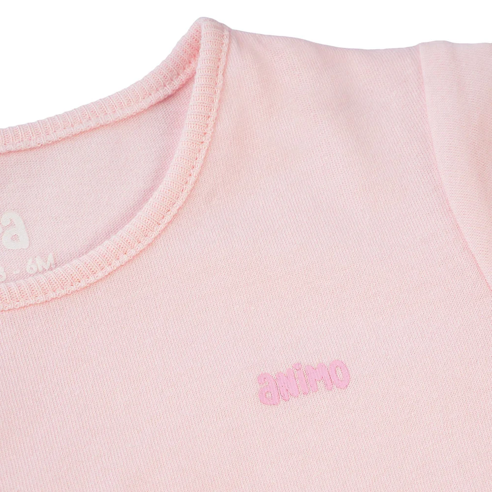 Cặp áo sơ sinh cài chéo tay ngắn Animo NB422051 (NB-9M, Hồng-trắng-Giao màu ngẫu nhiên)