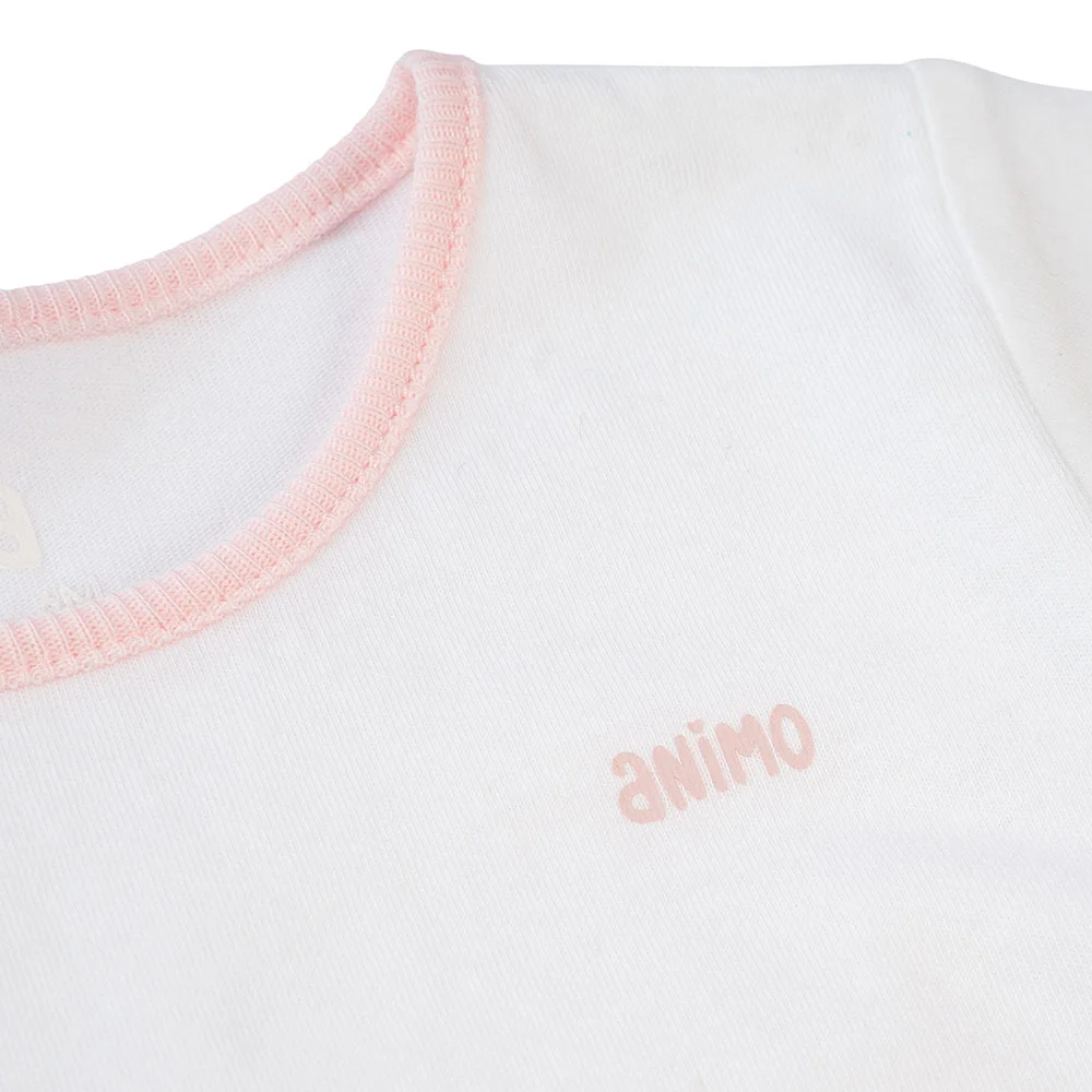 Cặp áo sơ sinh cài chéo tay ngắn Animo NB422051 (NB-9M, Hồng-trắng-Giao màu ngẫu nhiên)