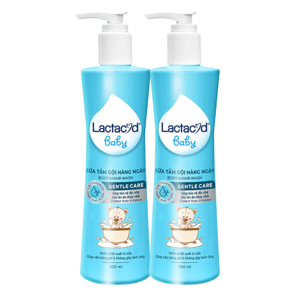 Combo 2 Sữa tắm gội trẻ em Lactacyd Baby Gentle Care 500ml