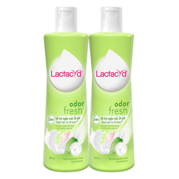 Combo 2 Dung dịch vệ sinh phụ nữ Lactacyd Odor Fresh ngăn mùi 250ml