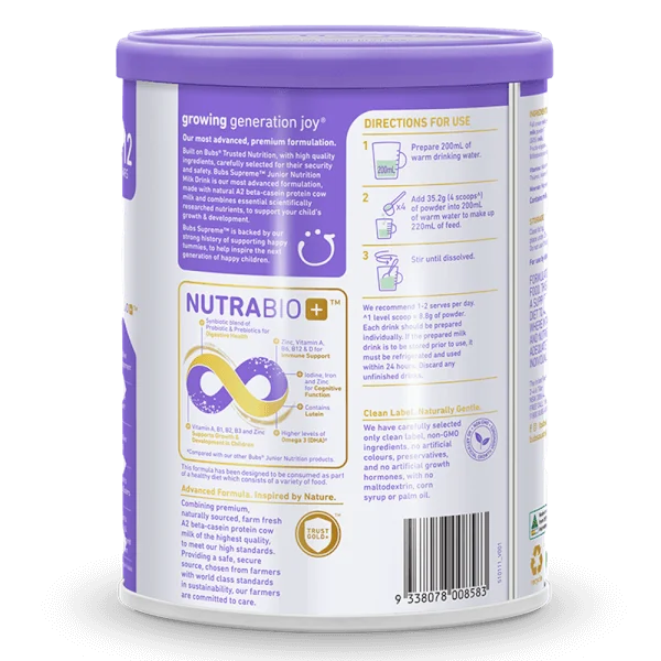 Combo 4 Sữa Bubs Supreme Junior Nutrition 800g (3-12 tuổi)