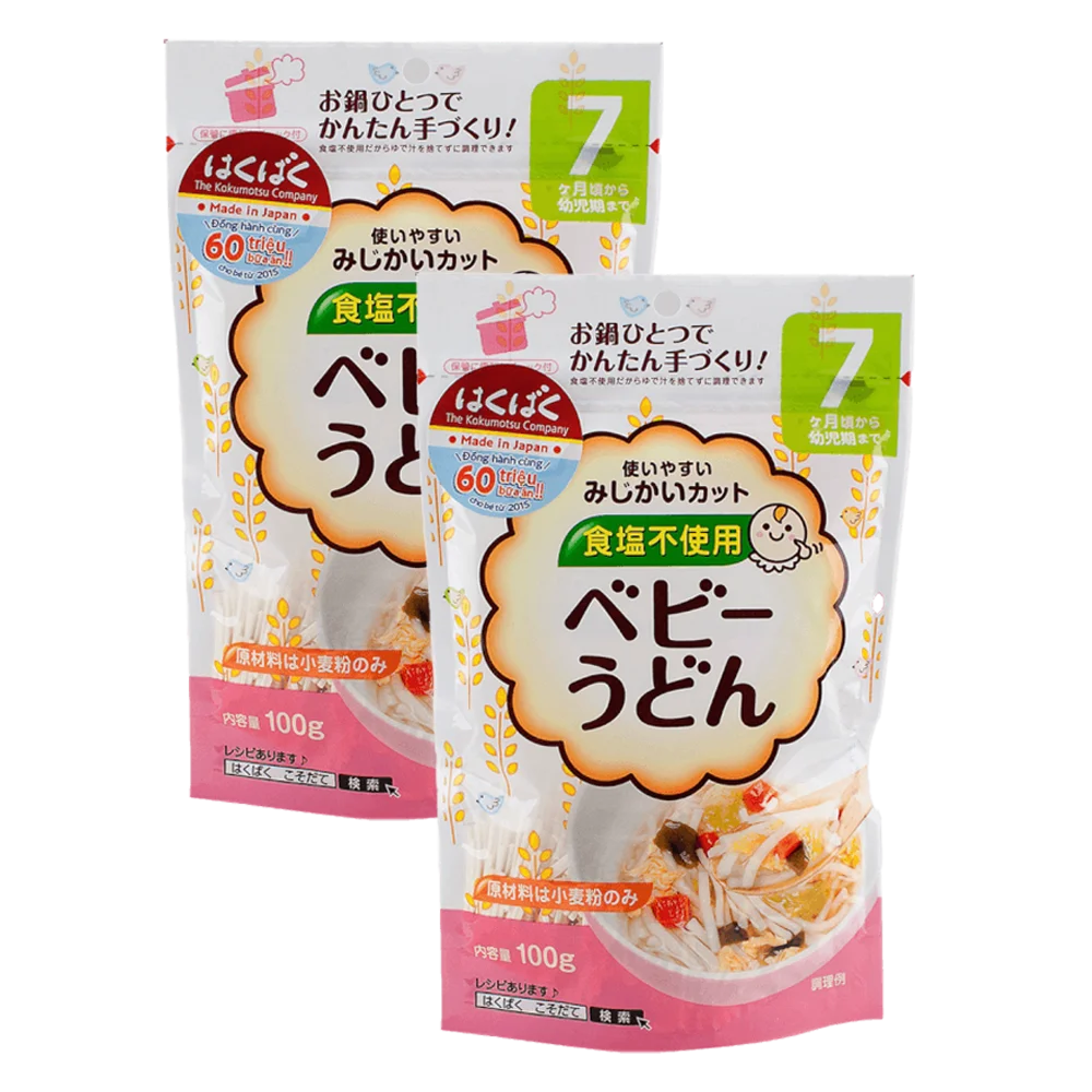 Combo 2 mì ăn dặm Hakubaku - Mì Udon Baby (từ 7 tháng tuổi)