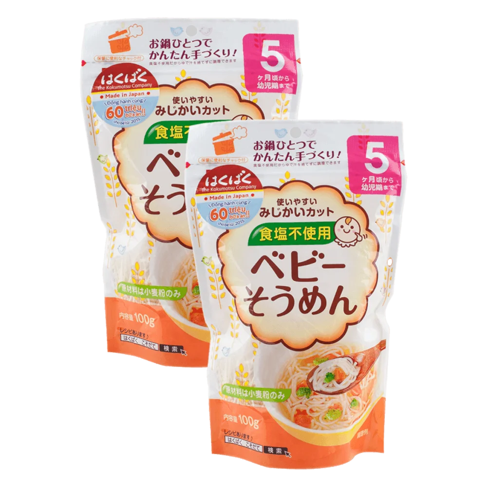 Combo 2 mì ăn dặm Hakubaku - Mì Somen Baby (từ 5 tháng tuổi)