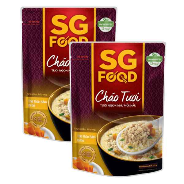 Combo 2 cháo Thịt thăn bằm, Bí đỏ, SG Food, 270g