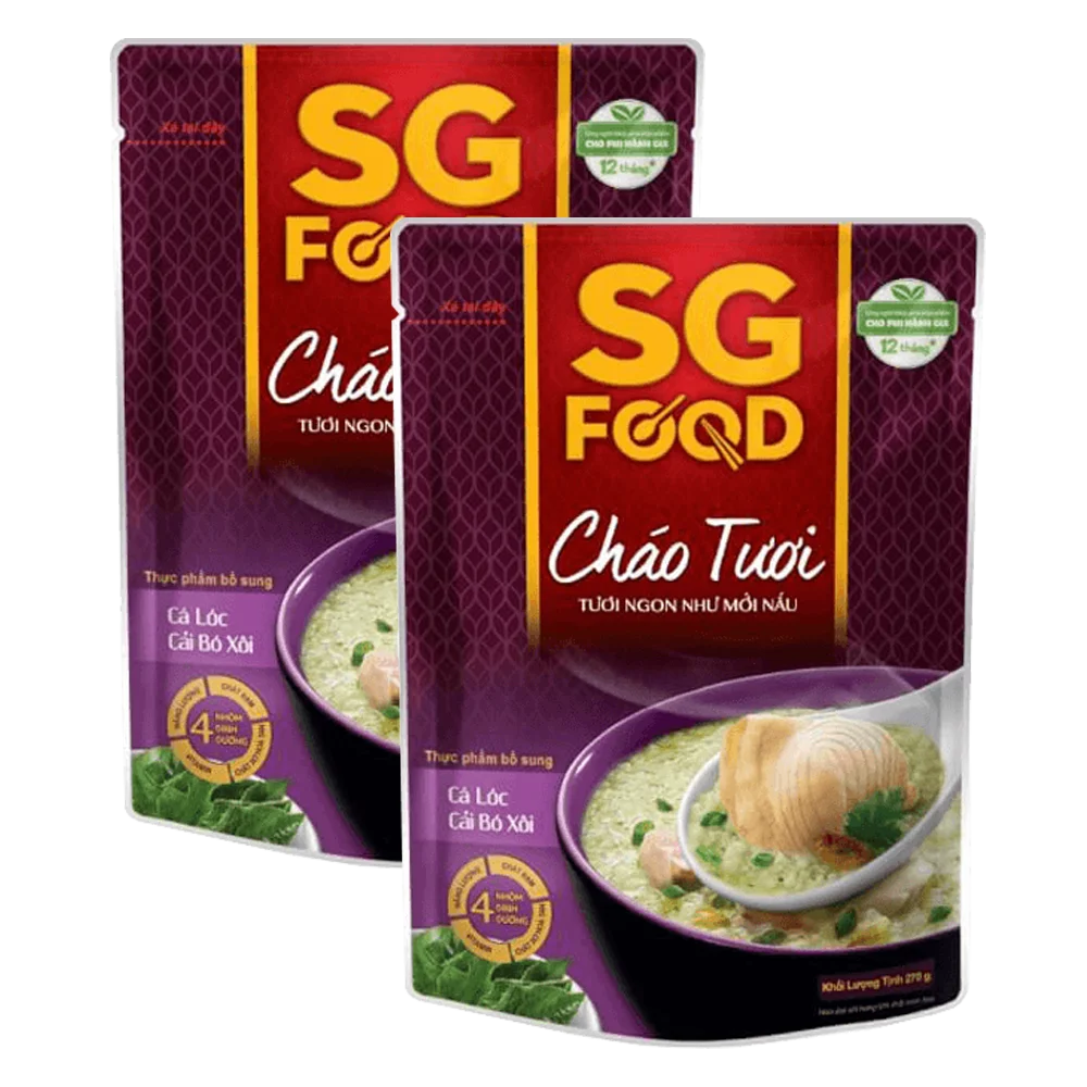 Combo 2 cháo Cá lóc, Cải bó xôi, SG Food, 270g