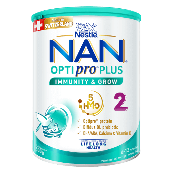 Sữa Nan Optipro PLUS 2 800g, với 5HMO, sản xuất tại Thụy Sỹ (6-12 tháng)