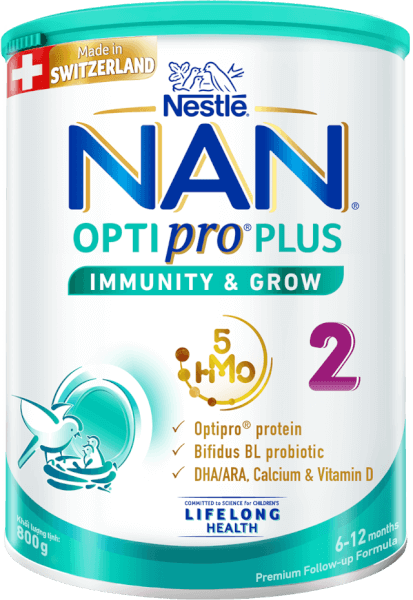 Sữa Nan Optipro PLUS 2 800g, với 5HMO, sản xuất tại Thụy Sỹ (6-12 tháng)