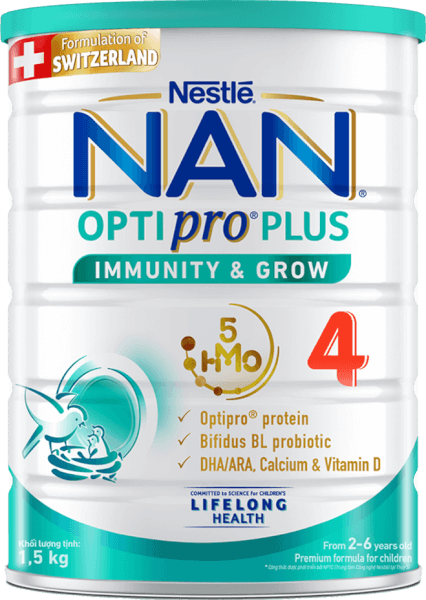 Sữa Nan Optipro PLUS 4 1.5kg, với 5HMO, Công thức từ Thụy Sĩ (2-6 tuổi)