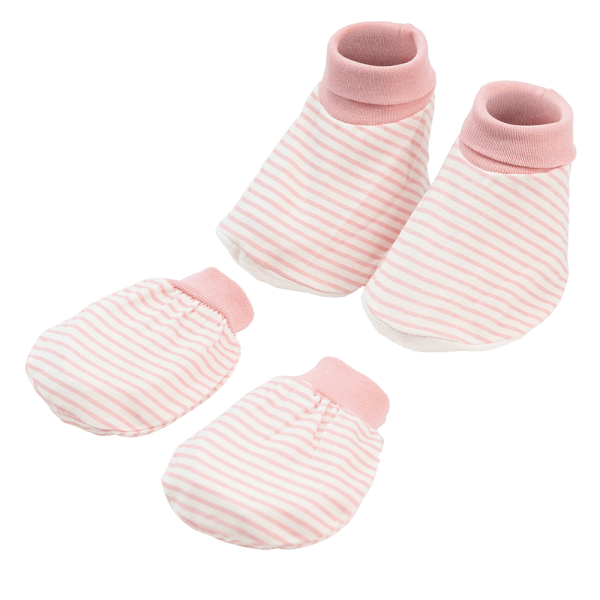 Bộ bao tay chân sơ sinh bo Animo BA1022035 (NB,Hồng sọc)