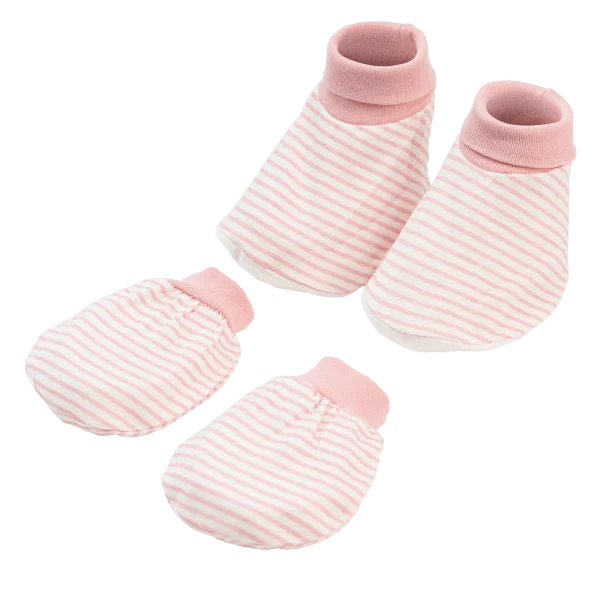 Bộ bao tay chân sơ sinh bo Animo BA1022035 (NB,Hồng sọc)