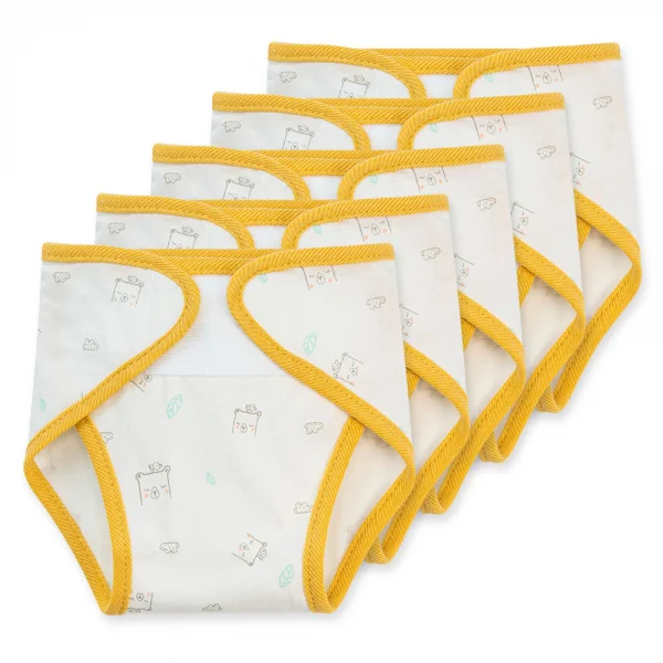 Set 5 tã vải sơ sinh Animo BA1022078 (NB,Vàng họa tiết-Giao hoạ tiết ngẫu nhiên)