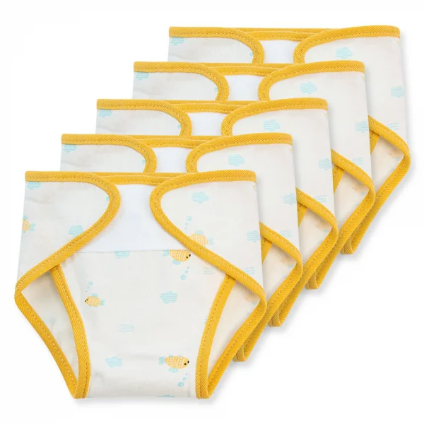 Set 5 tã vải sơ sinh Animo BA1022078 (NB,Vàng họa tiết-Giao hoạ tiết ngẫu nhiên)